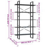 5-Tier Book Cabinet Grey 100x30x175 cm Engineered Wood - Rear View