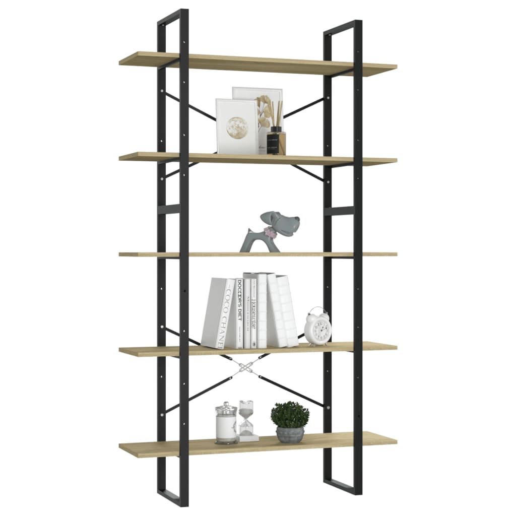 5-Tier Book Cabinet Sonoma Oak 100x30x175 cm Engineered Wood