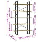5-Tier Book Cabinet Sonoma Oak 100x30x175 cm Engineered Wood