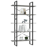 5-Tier Book Cabinet Concrete Grey 100x30x175 cm Engineered Wood - Side View