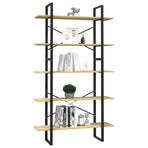 5-Tier Book Cabinet 100x30x175 cm Solid Wood Pine
