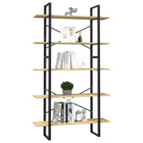 5-Tier Book Cabinet 100x30x175 cm Pinewood - Side View