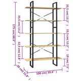 5-Tier Book Cabinet 100x30x175 cm Pinewood