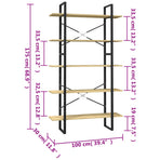 5-Tier Book Cabinet 100x30x175 cm Solid Wood Pine