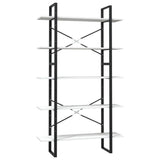 5-Tier Book Cabinet White 100x30x175 cm Pinewood - Front View
