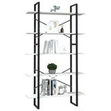 5-Tier Book Cabinet White 100x30x175 cm Pinewood - Side View