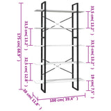 5-Tier Book Cabinet White 100x30x175 cm Pinewood - 45-Degree Angle