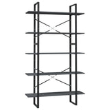 5-Tier Book Cabinet Grey 100x30x175 cm Pinewood