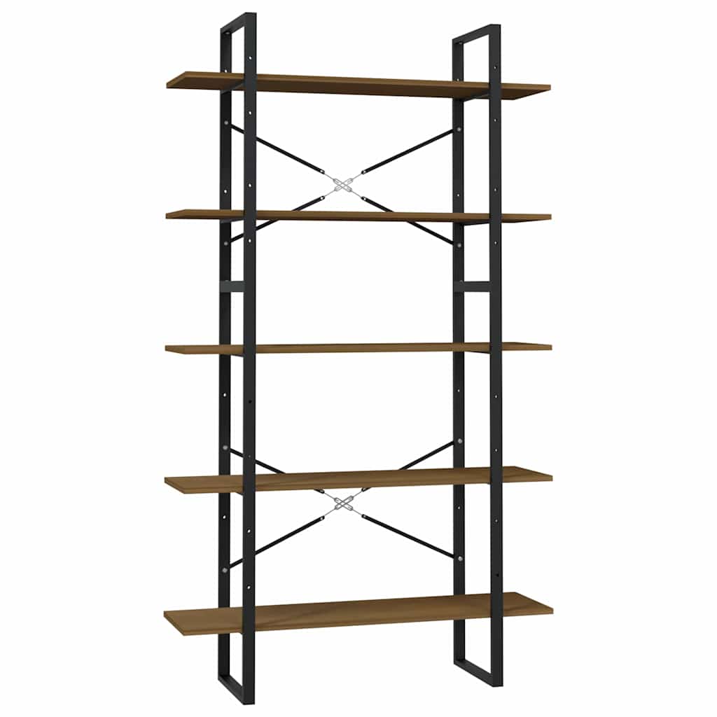 5-Tier Book Cabinet Brown 100x30x175 cm Solid Wood Pine