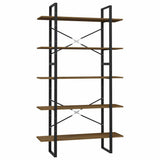 5-Tier Book Cabinet Brown 100x30x175 cm Solid Wood Pine - Front View