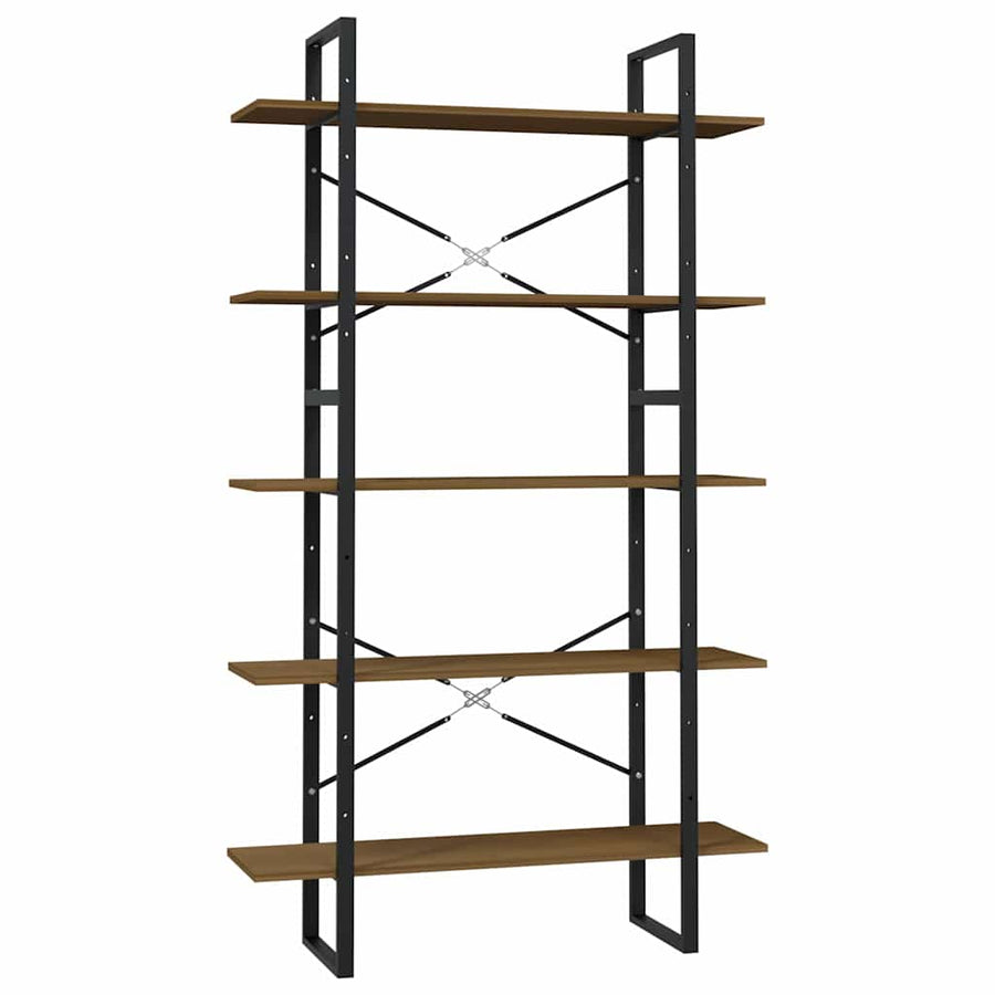 5-Tier Book Cabinet Brown 100x30x175 cm Solid Wood Pine