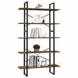 5-Tier Book Cabinet Brown 100x30x175 cm Solid Wood Pine - Side View