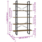 5-Tier Book Cabinet Brown 100x30x175 cm Solid Wood Pine