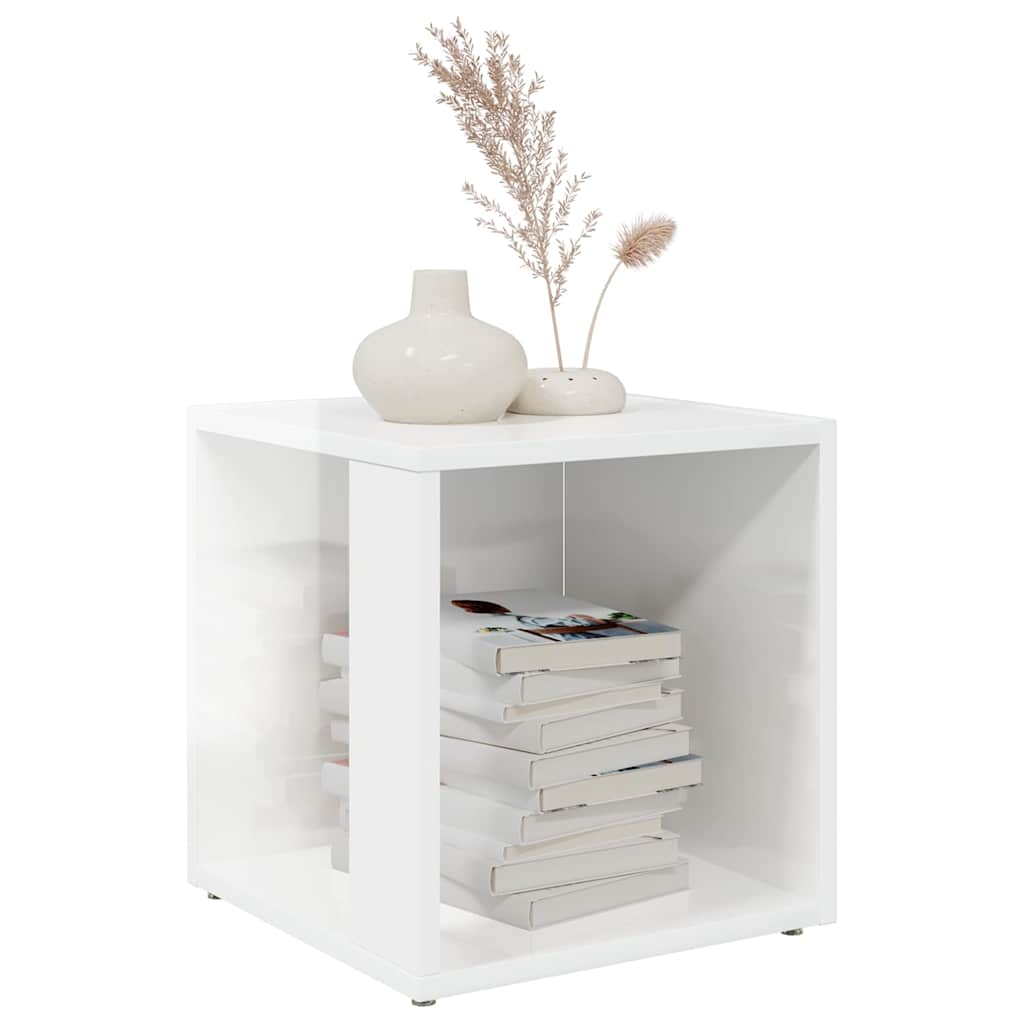 Side Table High Gloss White 33x33x34.5 cm Engineered Wood
