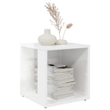 Side Table High Gloss White 33x33x34.5 cm Engineered Wood - Side View