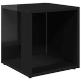 Side Table High Gloss Black 33x33x34.5 cm Engineered Wood - Front View