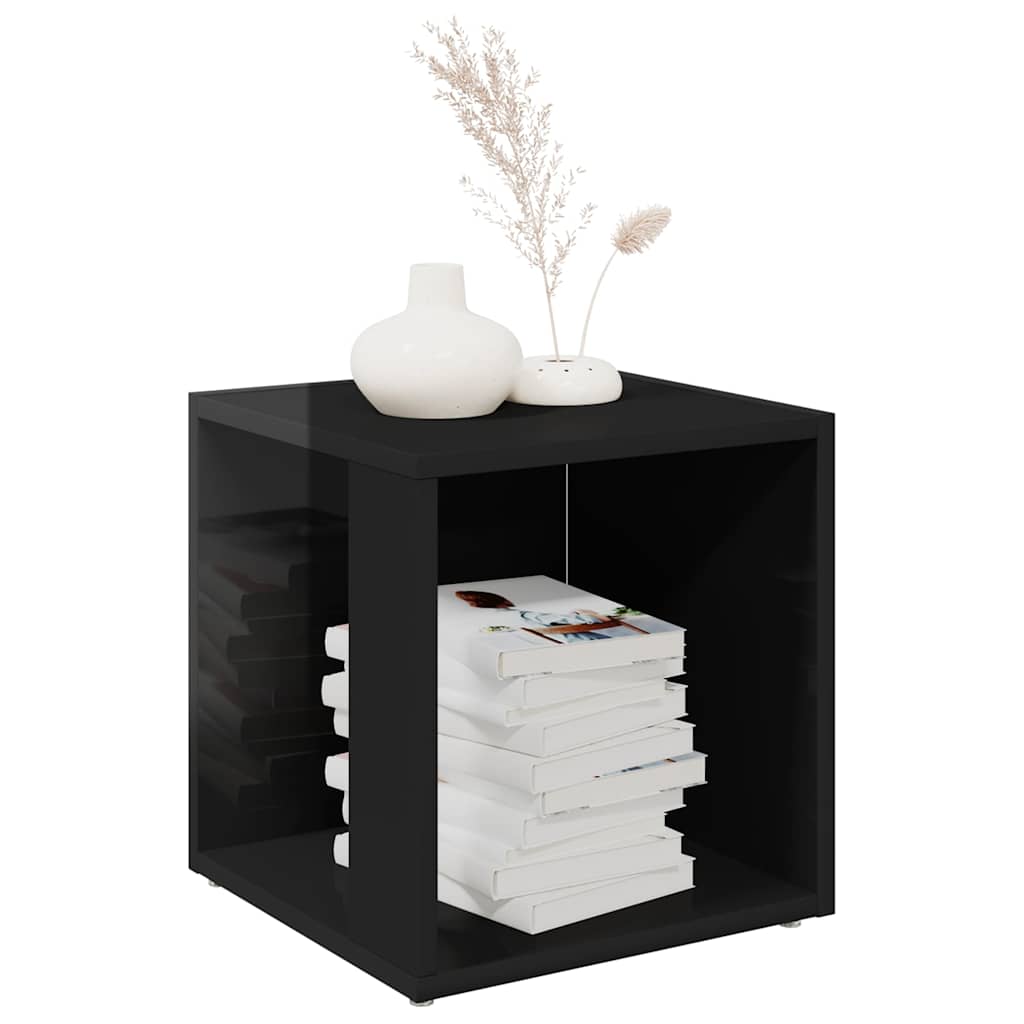 Side Table High Gloss Black 33x33x34.5 cm Engineered Wood