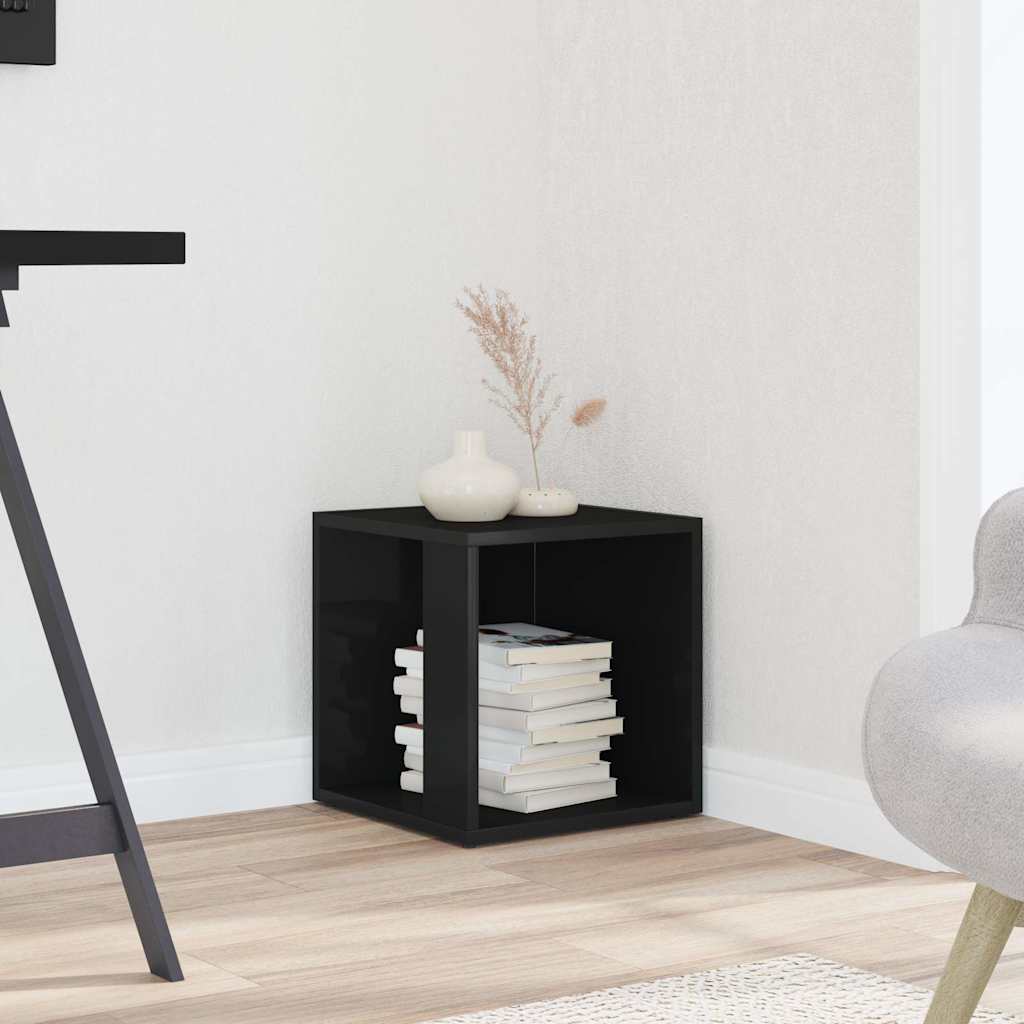 Side Table High Gloss Black 33x33x34.5 cm Engineered Wood