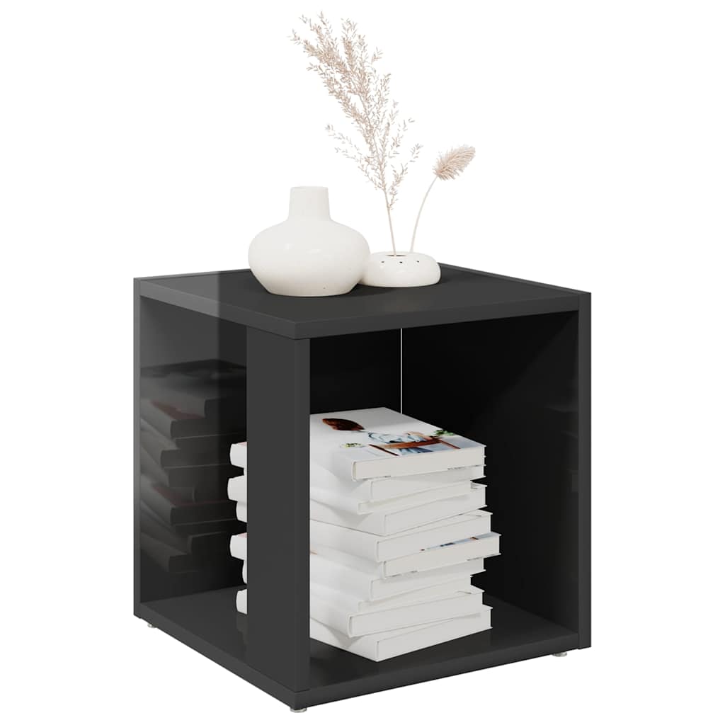 Side Table High Gloss Grey 33x33x34.5 cm Engineered Wood