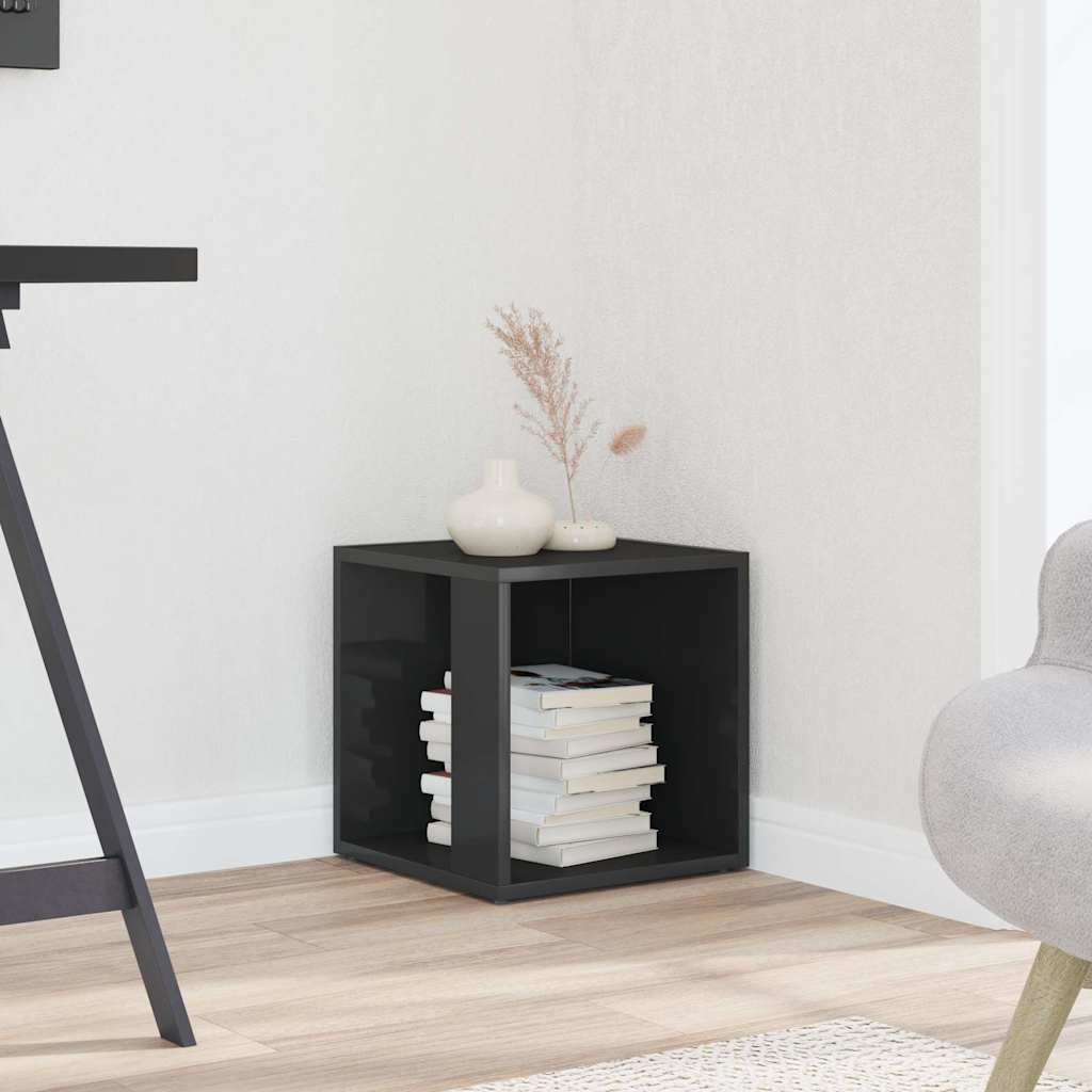 Side Table High Gloss Grey 33x33x34.5 cm Engineered Wood