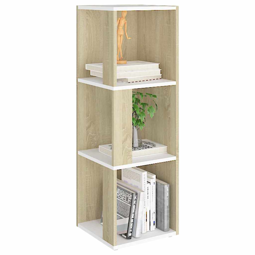 Corner Cabinet White and Sonoma Oak 33x33x100 cm Engineered Wood