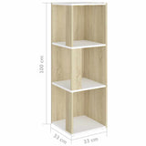 Corner Cabinet White and Sonoma Oak 33x33x100 cm Engineered Wood