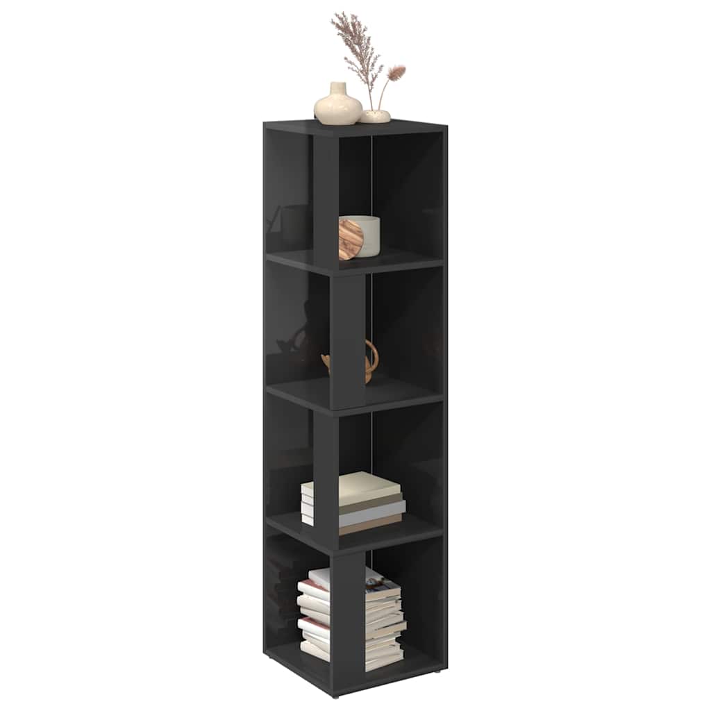 Corner Cabinet High Gloss Grey 33x33x132 cm Engineered Wood