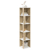 Corner Cabinet White and Sonoma Oak 33x33x164.5 cm Engineered Wood