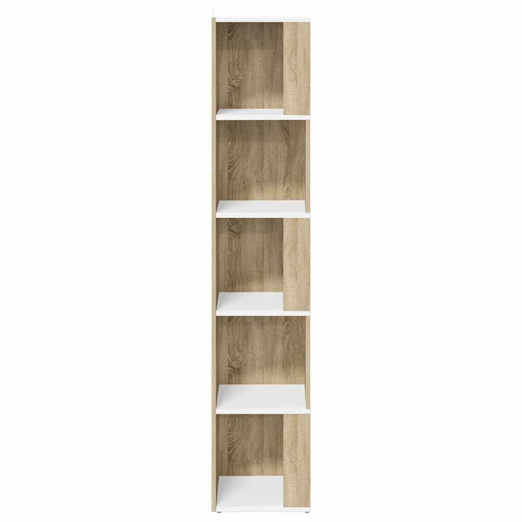 Corner Cabinet White and Sonoma Oak 33x33x164.5 cm Engineered Wood