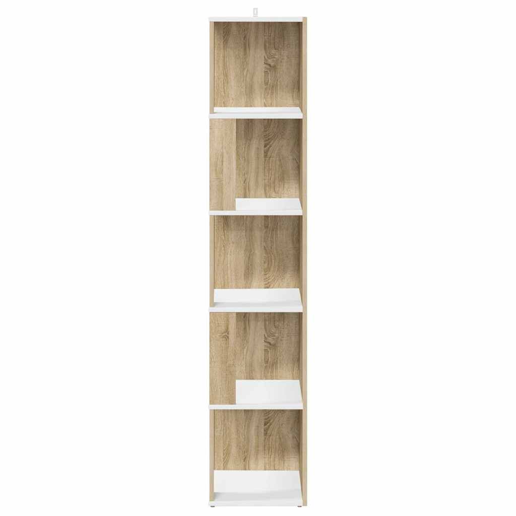 Corner Cabinet White and Sonoma Oak 33x33x164.5 cm Engineered Wood