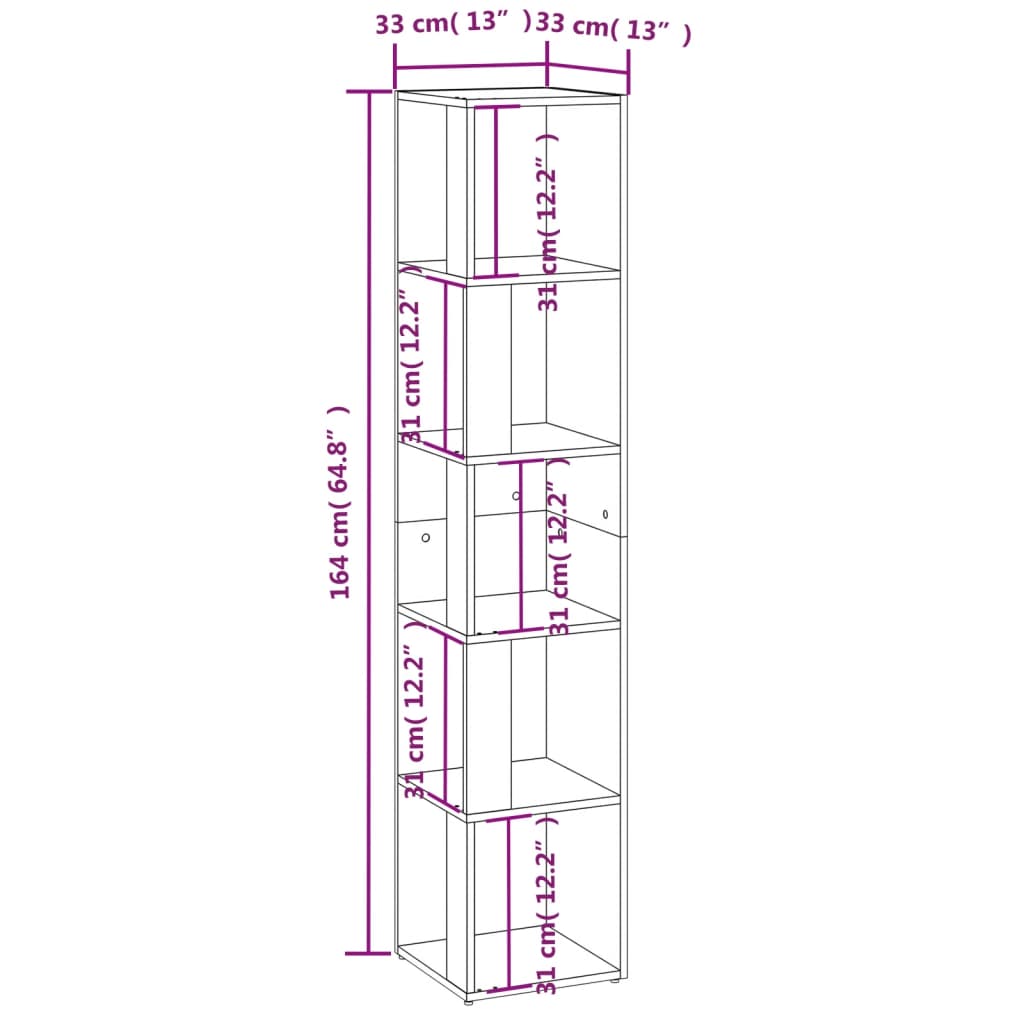 Corner Cabinet High Gloss White 33x33x164.5 cm Engineered Wood
