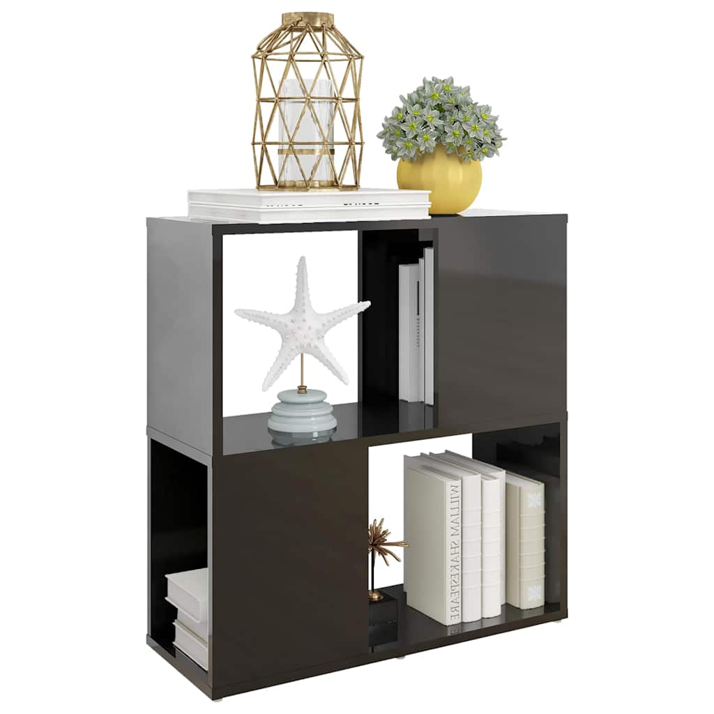 Book Cabinet High Gloss Black 60x24x63 cm Engineered Wood