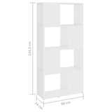 Book Cabinet Room Divider White 60x24x124.5 cm Engineered Wood