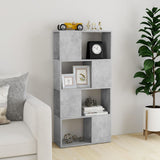 Book Cabinet Room Divider Concrete Grey 60x24x124.5 cm - Side View