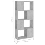 Book Cabinet Room Divider Concrete Grey 60x24x124.5 cm - Close-Up Angle