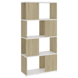 Book Cabinet Room Divider White and Sonoma Oak 60x24x124.5 cm - Front View