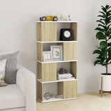 Book Cabinet Room Divider White and Sonoma Oak 60x24x124.5 cm - Side View