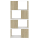 Book Cabinet Room Divider White and Sonoma Oak 60x24x124.5 cm - 45-Degree Angle
