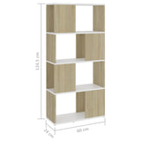 Book Cabinet Room Divider White and Sonoma Oak 60x24x124.5 cm - Close-Up Angle