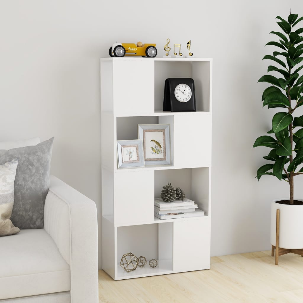 Book Cabinet Room Divider High Gloss White 60x24x124.5 cm