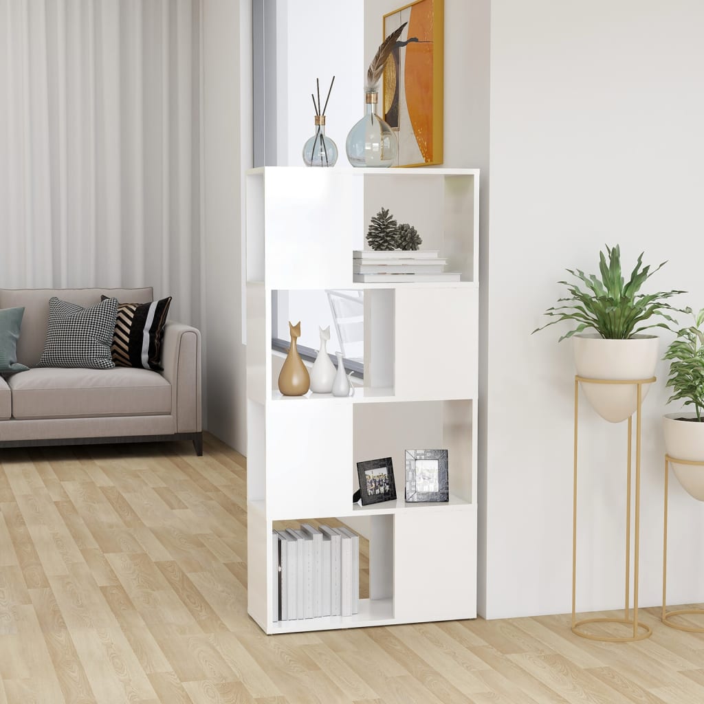Book Cabinet Room Divider High Gloss White 60x24x124.5 cm