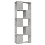Book Cabinet Room Divider Concrete Grey 60x24x155 cm - Front View