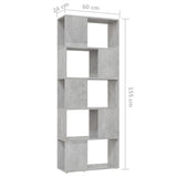 Book Cabinet Room Divider Concrete Grey 60x24x155 cm - Close-Up Angle