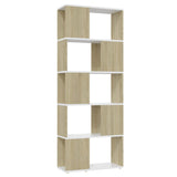 Book Cabinet Room Divider White&Sonoma Oak 60x24x155 cm - Front View