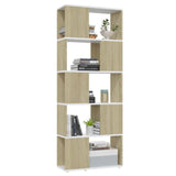 Book Cabinet Room Divider White&Sonoma Oak 60x24x155 cm - Top-Down View