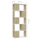 Book Cabinet Room Divider White&Sonoma Oak 60x24x155 cm - Close-Up Angle