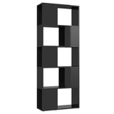 Book Cabinet Room Divider High Gloss Black 60x24x155 cm - Front View