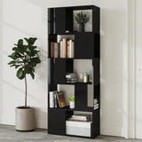 Book Cabinet Room Divider High Gloss Black 60x24x155 cm - Side View