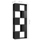 Book Cabinet Room Divider High Gloss Black 60x24x155 cm - Close-Up Angle