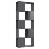 Book Cabinet Room Divider High Gloss Grey 60x24x155 cm - Front View